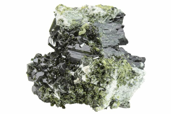 Lustrous, Epidote Crystal Cluster on Actinolite - Pakistan #213464